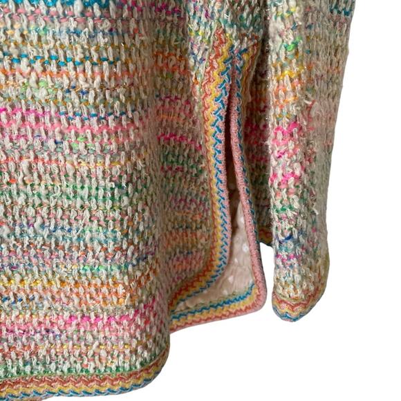 Emanuel Ungaro Confetti Colored Tweed Blazer Jacket Cream Metallic Pink size 12 - Picture 6 of 8